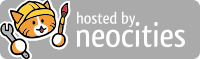 A grey banner. To the left is the face of an orange and white tabby cat wearing a hardhat, holding up a wrench and paintbrush. To the left, white text reads 'hosted by neocities'